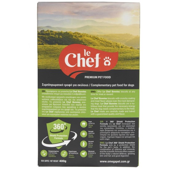 LE CHEF BONNIES ΜΠΙΣΚΟΤΟ ΣΚΥΛΟΥ ΜΕ ΔΗΜΗΤΡΙΑΚΑ ΚΑΙ ΚΡΕΑΣ 400gr